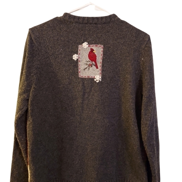 Croft and barrow small winter scene zip jacket red birds - Picture 9 of 10